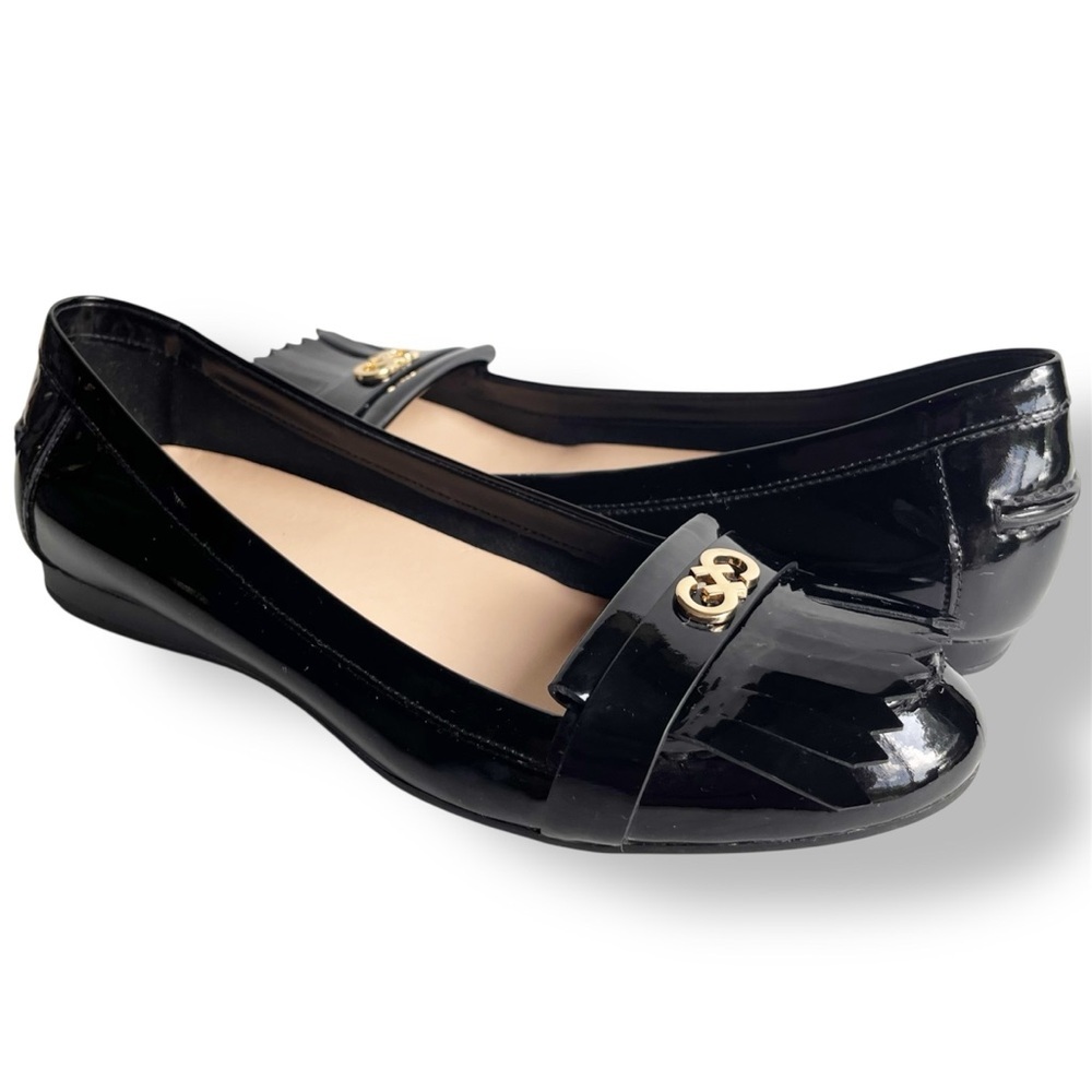 Cole Haan Black Patent Flats with Gold Accent